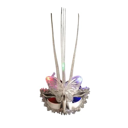 GSXLZ Federmaske Feder Schmetterling Maske Frauen Mädchen Mard Gras Maskerade Masken Party Hochzeit Festival Kostüm(Silver) von GSXLZ