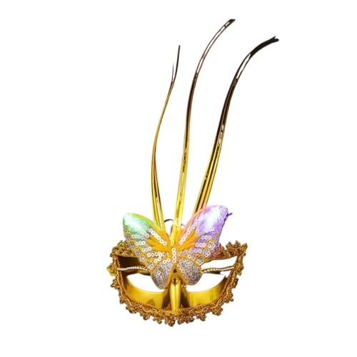 GSXLZ Federmaske Feder Schmetterling Maske Frauen Mädchen Mard Gras Maskerade Masken Party Hochzeit Festival Kostüm(Yellow) von GSXLZ
