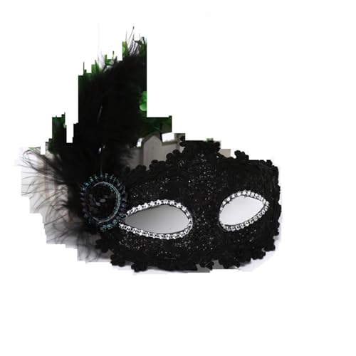 GSXLZ Federmaske Federmaske, Weihnachtsparty-Verkleidung, geeignet for Erwachsene und Kinder(Black) von GSXLZ