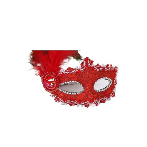 GSXLZ Federmaske Federmaske, Weihnachtsparty-Verkleidung, geeignet for Erwachsene und Kinder(Bright red) von GSXLZ