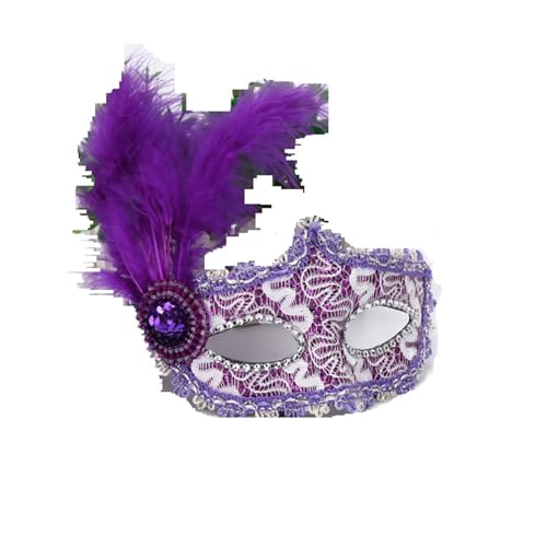 GSXLZ Federmaske Federmaske, Weihnachtsparty-Verkleidung, geeignet for Erwachsene und Kinder(Purple) von GSXLZ