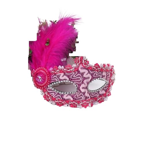 GSXLZ Federmaske Federmaske, Weihnachtsparty-Verkleidung, geeignet for Erwachsene und Kinder(Rose red) von GSXLZ