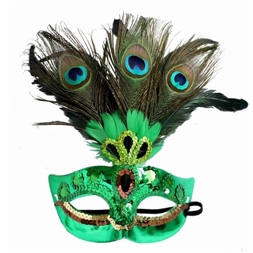 GSXLZ Federmaske Federmaske Frau Pfauenfedern Halbgesichtsmaske Karneval Maskerade Cosplay Maske Halloween Party Dekorationen(Style 1) von GSXLZ