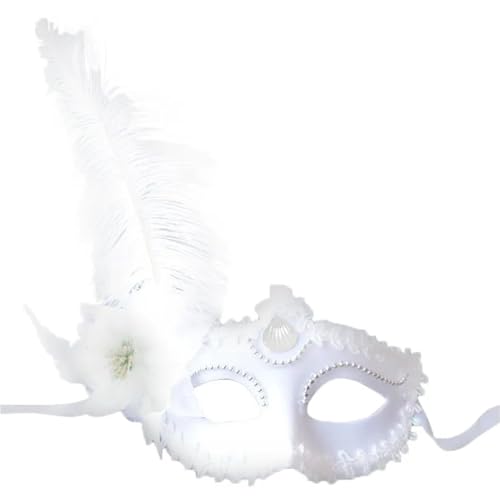 GSXLZ Federmaske Federmaske Schwarze Ballmaske Halloween-Maskenzubehör Ballmaske Party Schwarze Schwanenmaske Halbes Gesicht(White) von GSXLZ