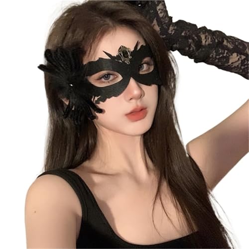 GSXLZ Federmaske Maskerade Gesichtsmaske Prinzessin schwarze Feder Prom Party Requisiten Mädchen Party Kostüm Maskerade(Color-1) von GSXLZ