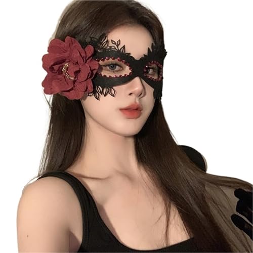 GSXLZ Federmaske Maskerade Gesichtsmaske Prinzessin schwarze Feder Prom Party Requisiten Mädchen Party Kostüm Maskerade(Color-10) von GSXLZ