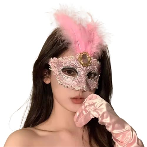 GSXLZ Federmaske Maskerade Gesichtsmaske Prinzessin schwarze Feder Prom Party Requisiten Mädchen Party Kostüm Maskerade(Color-16) von GSXLZ