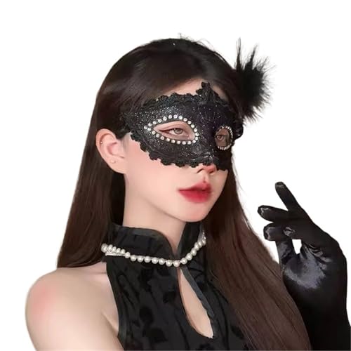 GSXLZ Federmaske Maskerade Gesichtsmaske Prinzessin schwarze Feder Prom Party Requisiten Mädchen Party Kostüm Maskerade(Color-8) von GSXLZ