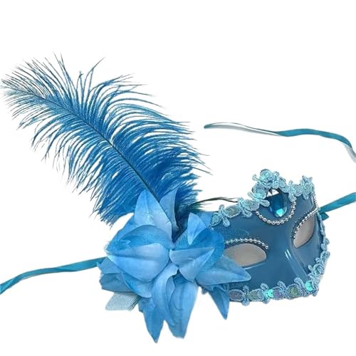 GSXLZ Federmaske Maskerade Maske for Frauen Pfauenfedern Halbgesichtsmaske Party Performance(Blue) von GSXLZ