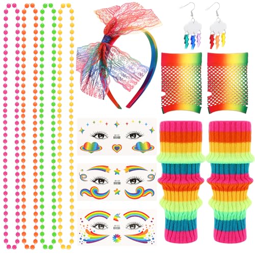 GSrenyu 14 Stück 80er Jahre Zubehör für Frauen Mädchen 1980er Jahre Verkleidung Neon Outfit mit Neon Beinstulpen Fischnetz Handschuhe Ohrringe Halskette Stirnband Gesicht Aufkleber für Party Dress Up GSrenyu 14 Stück 80er Jahre Zubehör für Frauen Mädchen 1980er Jahre Verkleidung Neon Outfit mit Neon Beinstulpen Fischnetz Handschuhe Ohrringe Halskette Stirnband Gesicht Aufkleber für Party Dress Up von GSrenyu