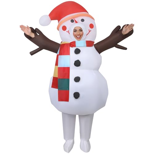 GSrenyu Aufblasbares Weihnachts-Kostüm, aufblasbares Schneemann-Kostüm, lustiges Kostüm für Weihnachten, Halloween, Urlaub, Party, Karneval von GSrenyu