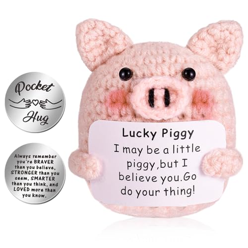 GSrenyu Lustiges positives Schwein, niedliche Mini-Schweinepuppe mit inspirierendem Zitat für Zuhause, Büro, Schreibtisch-Dekoration von GSrenyu