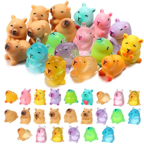 GSrenyu Mini-Capybara-Mini-Figuren aus Kunstharz, leuchtet im Dunkeln, Mini-Tiere Capybara, Miniatur-Figuren für Garten, Tisch, Aquarium, Puppenhaus, Landschaft, Party-Dekoration (2 Stile) von GSrenyu