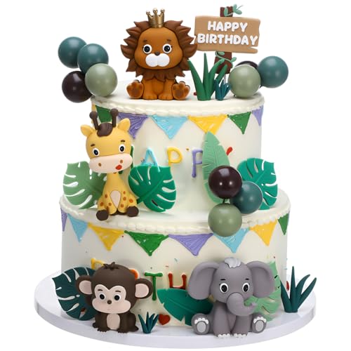 Safari-Tier-Kuchenaufsätze, realistische Dschungeltier-Kuchenaufsätze mit Blättern, Graskugeln, Kuchendekorationen für Tiermotive, Geburtstag, Babyparty, Party-Dekorationen, 40 Stück Safari-Tier-Kuchenaufsätze, realistische Dschungeltier-Kuchenaufsätze mit Blättern, Graskugeln, Kuchendekorationen für Tiermotive, Geburtstag, Babyparty, Party-Dekorationen, 40 Stück von GSrenyu