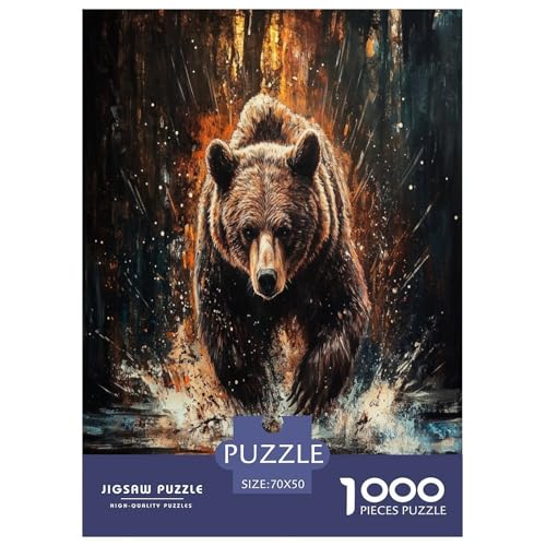 Braun Bär Puzzle 1000-teilige Schwer Puzzle Spielzeug Pädagogisches Spiel Impossible Herausforderung Spielzeug Für Erwachsene Kinder 70x50cm/1000pcs von GTDKSUEVG