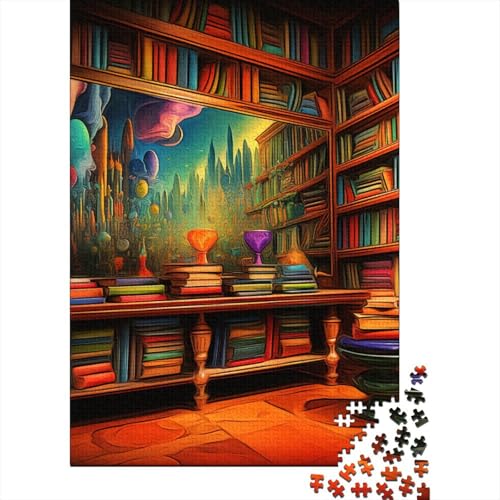 Bücherschrank Puzzle 1000-teilige Schwer Puzzle Spielzeug Pädagogisches Spiel Impossible Herausforderung Spielzeug Für Erwachsene Und Kinder Ab 12 Jahren 1000pcs (75x50cm) von GTDKSUEVG