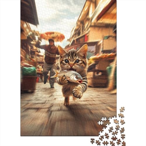 Chinesische Bauernhauskatze Puzzle 1000-teilige Schwer Puzzle Spielzeug Lernspiel Impossible Herausforderungsspielzeug Für Erwachsene Und Kinder Ab 12 Jahren 1000pcs (75x50cm) von GTDKSUEVG