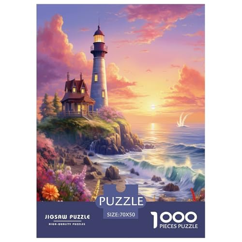 Coastal Leuchtturms Puzzle 1000 Teile Schwer Puzzle Spielzeug Pädagogisches Spiel Impossible Herausforderung Spielzeug Für Erwachsene Kinder 70x50cm/1000pcs von GTDKSUEVG