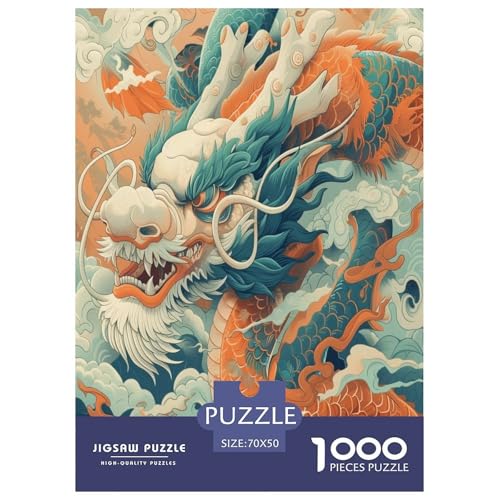 Drachen Puzzle 1000 Teile Schwer Puzzle Spielzeug Lernspiel Impossible Herausforderung Spielzeug Für Erwachsene Und Kinder Ab 12 Jahren 70x50cm/1000pcs von GTDKSUEVG
