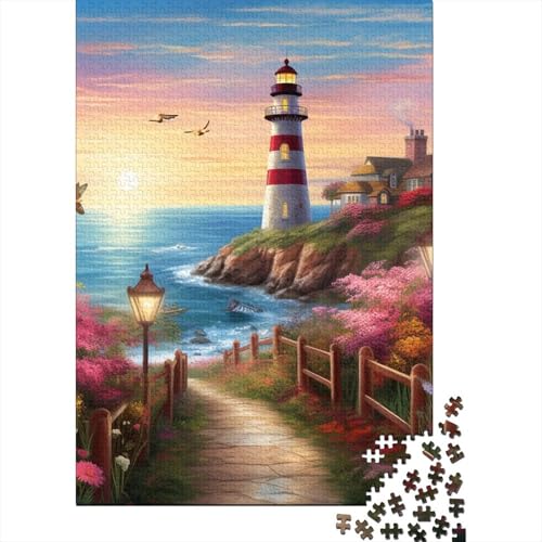 Küste Leuchtturms Puzzle 1000-teilige Schwer Puzzle Spielzeug Pädagogisches Spiel Impossible Herausforderungsspielzeug Für Erwachsene Kinder 1000pcs (75x50cm) von GTDKSUEVG