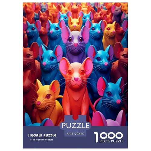 Niedliche Mäuse Puzzles 1000-teilige Schwer Puzzle Spielzeug Lernspiel Impossible Herausforderungsspielzeug Für Erwachsene Und Kinder in Bewährter 70x50cm/1000pcs von GTDKSUEVG