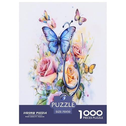 Schmetterling and Rose Puzzles 1000 Teile Schwer Puzzle Spielzeug Pädagogisches Spiel Impossible Herausforderungsspielzeug Für Erwachsene Und Kinder Ab 14 Jahren 70x50cm/1000pcs von GTDKSUEVG