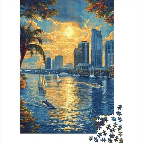 Sonnenuntergang über der Bucht Puzzles 1000 Teile Schwer Puzzle Spielzeug Lernspiel Impossible Herausforderung Spielzeug Für Erwachsene Und Kinder Ab 14 Jahren 1000pcs (75x50cm) von GTDKSUEVG