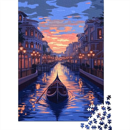 Venedig Wasserstadt Puzzles 1000 Teile Schwer Puzzle Spielzeug Pädagogisches Spiel Impossible Herausforderung Spielzeug Für Erwachsene Und Kinder Ab 14 Jahren 1000pcs (75x50cm) von GTDKSUEVG