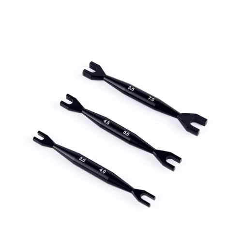 Für HSP Für Traxxas Für Axial Für SCX10 Rc Crawler Car 3-teiliger Schraubenschlüssel 3-4 Mm 4,5-5 Mm 5,5-7 Mm Doppelende Für Universalschlüssel Gabelschlüssel RC Demontage Hilfs(Black) von GTFRUQAS