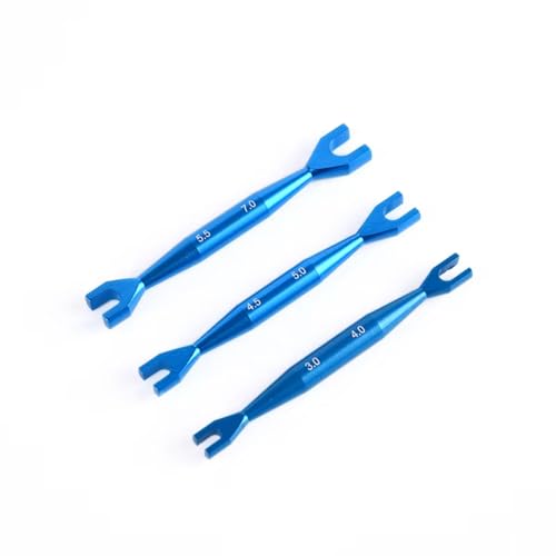 Für HSP Für Traxxas Für Axial Für SCX10 Rc Crawler Car 3-teiliger Schraubenschlüssel 3-4 Mm 4,5-5 Mm 5,5-7 Mm Doppelende Für Universalschlüssel Gabelschlüssel RC Demontage Hilfs(Blue) von GTFRUQAS