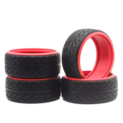 Für Kyosho Für Tamiya Für Hpi Für Hsp 94123 94103 1:10 Rc Auto Medium Drift Reifen 4 Stücke Schwarz Blau Grün Rot Gelb RC Ersatzteile(Red) von GTFRUQAS