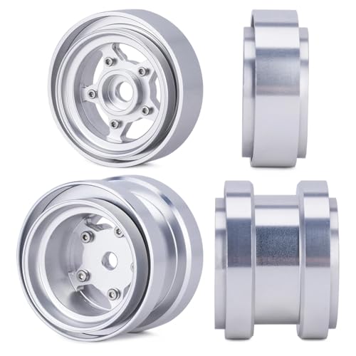 GTFRUQAS Für Tamiya Frog Sand Scorcher Grasshopper Für Hornet 1/10 Aluminiumlegierung Vorne Hinten Beadlock Felgennabe Für Buggy-Auto-Upgrade-Teile RC Ersatzteile(Silver) von GTFRUQAS