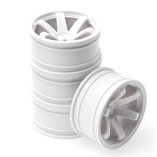 Für Tamiya Für Kyosho Für HSP Für HPI Für Sakura Für Traxxas Für RedCat 1/10 RC On-Road Drift Für Rennwagen Kunststoff Felge Radnaben TE37 RC Ersatzteile(White) von GTFRUQAS