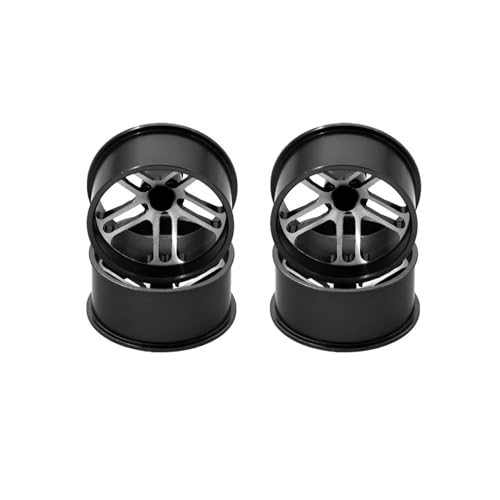 Für Tamiya Für MINI 4WD Bunte RC Auto Selbstgemachte Teile 4 PCS Aluminium Legierung Räder Mittlerer Durchmesser Leichte Naben RC Ersatzteile(Black) von GTFRUQAS