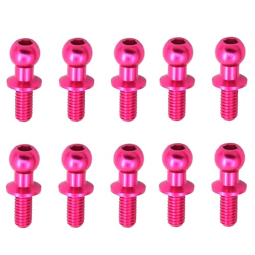 Für Tamiya TT01 TT02 Für Sakura D5 1/10 10Pcs RC Drift Auto Ersatzteile Universal M3 Metall Hex Ball Kopf Schrauben RC Ersatzteile(Pink) von GTFRUQAS