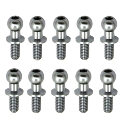 Für Tamiya TT01 TT02 Für Sakura D5 1/10 10Pcs RC Drift Auto Ersatzteile Universal M3 Metall Hex Ball Kopf Schrauben RC Ersatzteile(Silver) von GTFRUQAS