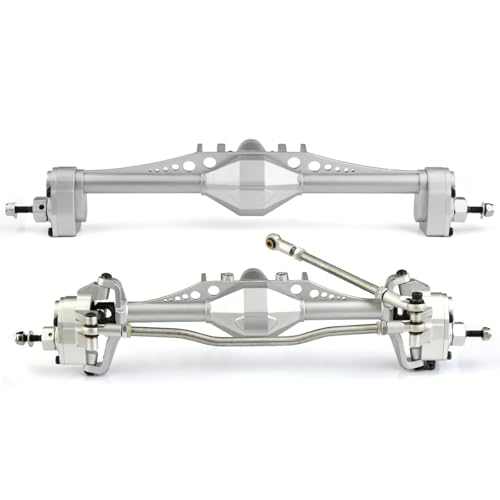 GTFRUQAS Für Axial Für Capra UTB10 1,9 Für UTB 1/10 RC Crawler Auto Upgrade Teile 2 Stücke Metall CNC Currie F9 Portal Achse Vorne Und Hinten RC Ersatzteile(Silver) von GTFRUQAS