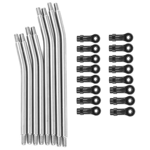 GTFRUQAS Für Axial Für SCX10 90046 1/10 RC Crawler Auto Upgrade Teile 10 Stücke 313mm Radstand Edelstahl Lenkung Zugstange Link Verknüpfung RC Ersatzteile von GTFRUQAS