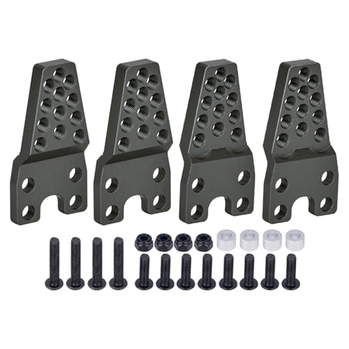 GTFRUQAS Für Axial Für SCX10 90046 Für TRX-4 D90 D110 1/10 4-teilige Aluminium-Stoßdämpferhalterung RC Crawler Car Upgrade-Teile RC Ersatzteile(Black,Size1) von GTFRUQAS