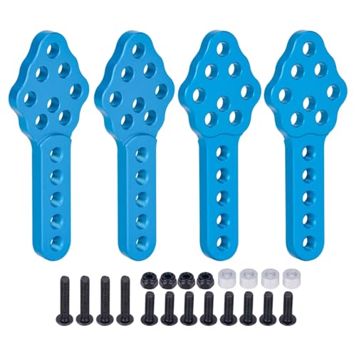 GTFRUQAS Für Axial Für SCX10 90046 Für TRX-4 D90 D110 1/10 4-teilige Aluminium-Stoßdämpferhalterung RC Crawler Car Upgrade-Teile RC Ersatzteile(Blue,Size2) von GTFRUQAS