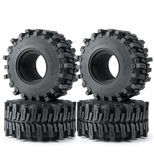 GTFRUQAS Für Axial Für SCX10 D90 Für TRX4 Für SCX10 III Für Capra Für Wraith 1/10 Gummireifen Radreifen 1,9 Zoll/2,2 Zoll RC-Auto-Upgrade-Teile RC Ersatzteile(2.2inch4pcs) von GTFRUQAS