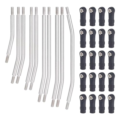 GTFRUQAS Für Axial Für SCX10 II 90046 1/10 10-teiliges Edelstahl-Verbindungsstangenset Mit Kugelkopf 313/324 Mm Radstand RC Crawler Car Upgrade Teile RC Ersatzteile(324mm) von GTFRUQAS