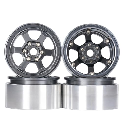 GTFRUQAS Für Axial Für SCX10 JT4 XT4 AT4 1/10 1,9 Zoll 4PCS Metall Rad Hub Reifen RC Modell Auto Crawler Nachrüstung Zubehör Upgrade Teile RC Ersatzteile(Black) von GTFRUQAS
