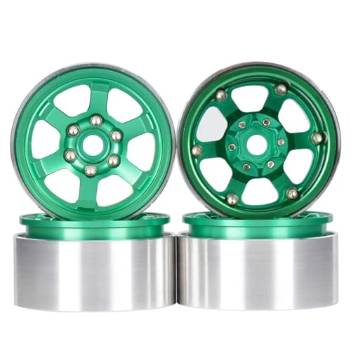 GTFRUQAS Für Axial Für SCX10 JT4 XT4 AT4 1/10 1,9 Zoll 4PCS Metall Rad Hub Reifen RC Modell Auto Crawler Nachrüstung Zubehör Upgrade Teile RC Ersatzteile(Green) von GTFRUQAS