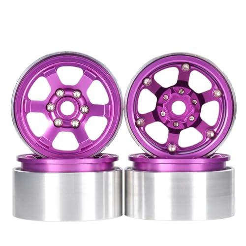 GTFRUQAS Für Axial Für SCX10 JT4 XT4 AT4 1/10 1,9 Zoll 4PCS Metall Rad Hub Reifen RC Modell Auto Crawler Nachrüstung Zubehör Upgrade Teile RC Ersatzteile(Purple) von GTFRUQAS