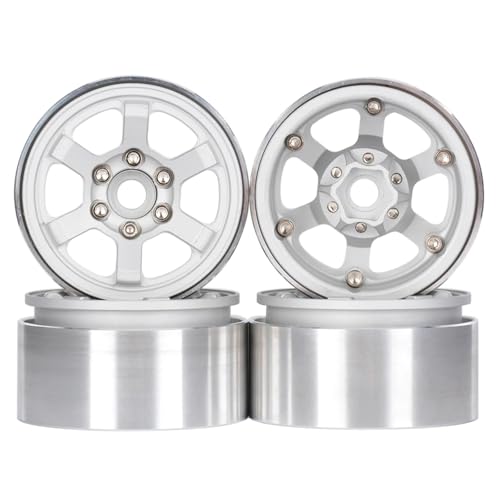 GTFRUQAS Für Axial Für SCX10 JT4 XT4 AT4 1/10 1,9 Zoll 4PCS Metall Rad Hub Reifen RC Modell Auto Crawler Nachrüstung Zubehör Upgrade Teile RC Ersatzteile(Silver) von GTFRUQAS