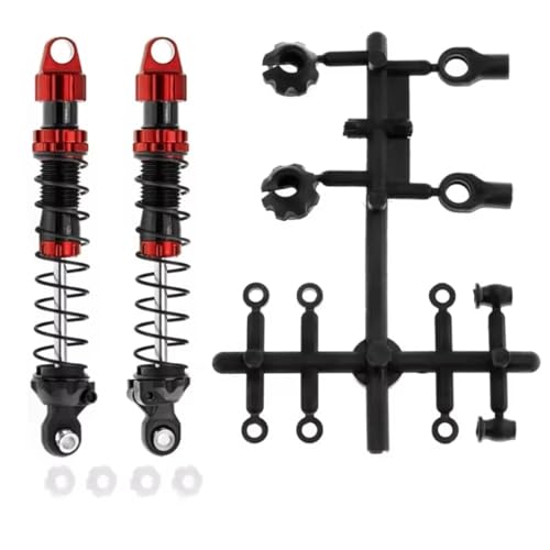 GTFRUQAS Für Axial Für SCX10 RBX10 Für TRX4 D90 1/10 RC Crawler Auto Upgrade Teile Zubehör 2 Stücke Metall 80mm 90mm Stoßdämpfer RC Ersatzteile(Red,90MM) von GTFRUQAS