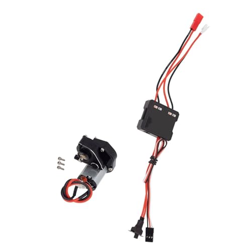 Für Axial Für SCX24 90081 Für Wrangler 1/24 Skala RC Für Modell Auto Aluminium Getriebe Box Mittleren Getriebe Motor ESC Kit RC Ersatzteile(Black) von GTFRUQAS
