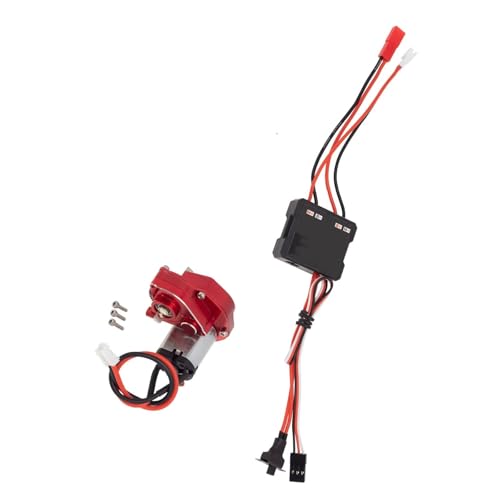 GTFRUQAS Für Axial Für SCX24 90081 Für Wrangler 1/24 Skala RC Für Modell Auto Aluminium Getriebe Box Mittleren Getriebe Motor ESC Kit RC Ersatzteile(Red) von GTFRUQAS