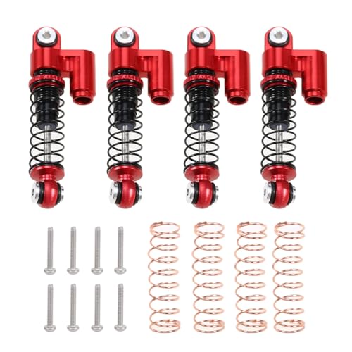 GTFRUQAS Für Axial Für SCX24 C10 Für JLU Für Gladiator Für Bronco 1/24 RC Crawler Auto Upgrade Teile 4 Stücke Metall Stoßdämpfer 32mm Öl Dämpfer RC Ersatzteile(Red) von GTFRUQAS